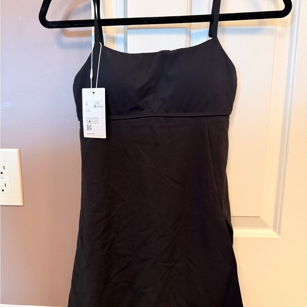 BNWT HALARA Black Dress with Adjustable Spaghetti Straps and built-in shorts